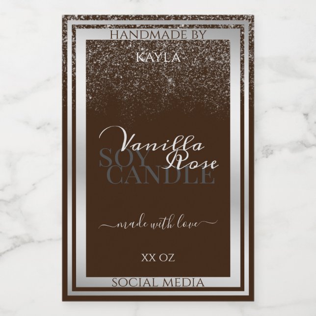 Etiketten für Augenfänger, dunkelbraun und silber (Einzelnes Label)