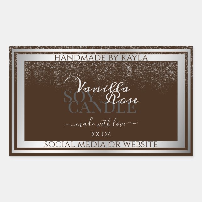 Etiketten für Augenfänger, dunkelbraun und silber Rechteckiger Aufkleber (Vorderseite)