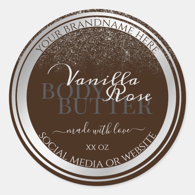 Etiketten für Augenfänger, dunkelbraun und silber Runder Aufkleber (Vorderseite)