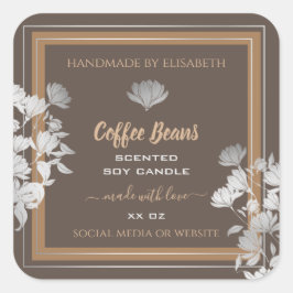 Etiketten für braune florale Produktverpackungen S Quadratischer Aufkleber