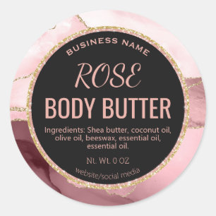 Etiketten für Butterprodukte aus Gold und Rosa Runder Aufkleber