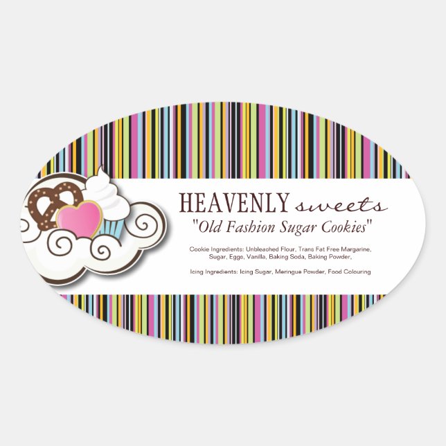 Etiketten für dekorative Backwaren Ovaler Aufkleber (Vorderseite)