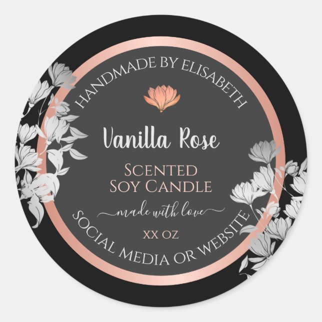 Etiketten für die Verpackung von schwarzen und gra Runder Aufkleber (Vorderseite)