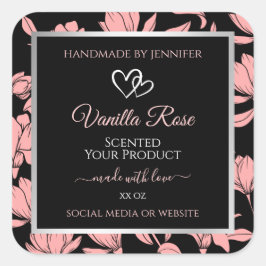 Etiketten für die Verpackung von schwarzen und ros Quadratischer Aufkleber