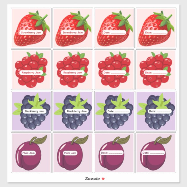 Etiketten für gemischte Fruchtmarmelade, individue (Blatt)