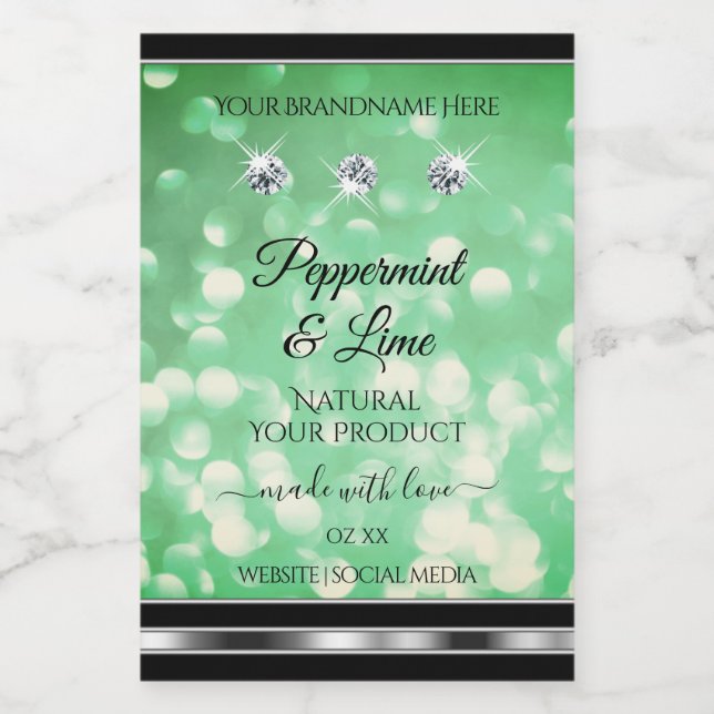 Etiketten für grüne Glitzer mit Sparkle Diamonds (Einzelnes Label)