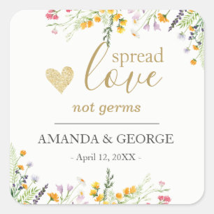 Etiketten für Handdesinfektionsmittel für Frühling Quadratischer Aufkleber