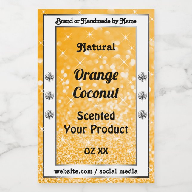 Etiketten für helle Orange-funkelnde Glitzer (Einzelnes Label)