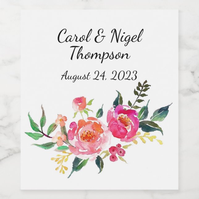 Etiketten für Hochzeitswein oder Getränke (Einzelnes Label)