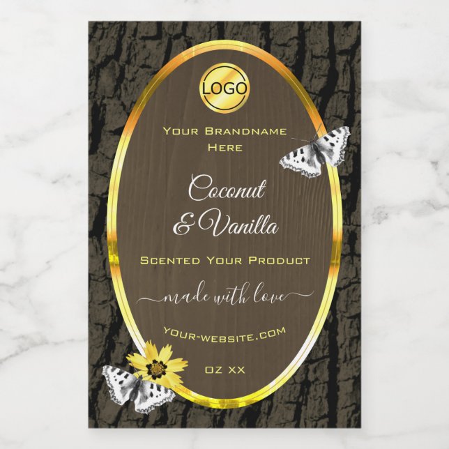 Etiketten für Holzkörner, dunkelbraune Gold-Produk (Einzelnes Label)