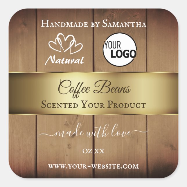 Etiketten für Naturholzkörner Gold-Decoder-Logo Quadratischer Aufkleber (Vorderseite)