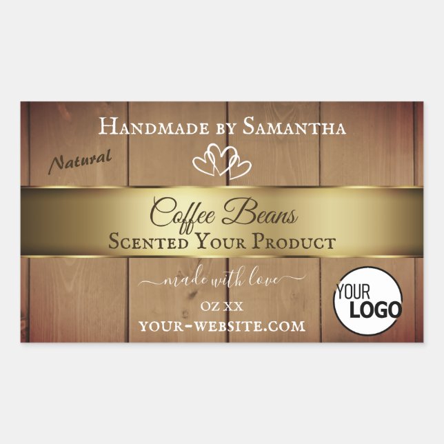 Etiketten für Naturholzkörner Gold-Decoder-Logo Rechteckiger Aufkleber (Vorderseite)