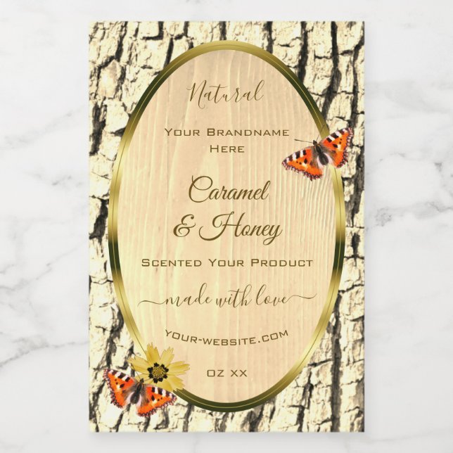 Etiketten für natürliche Braunholz-Körner-Baumrind (Einzelnes Label)