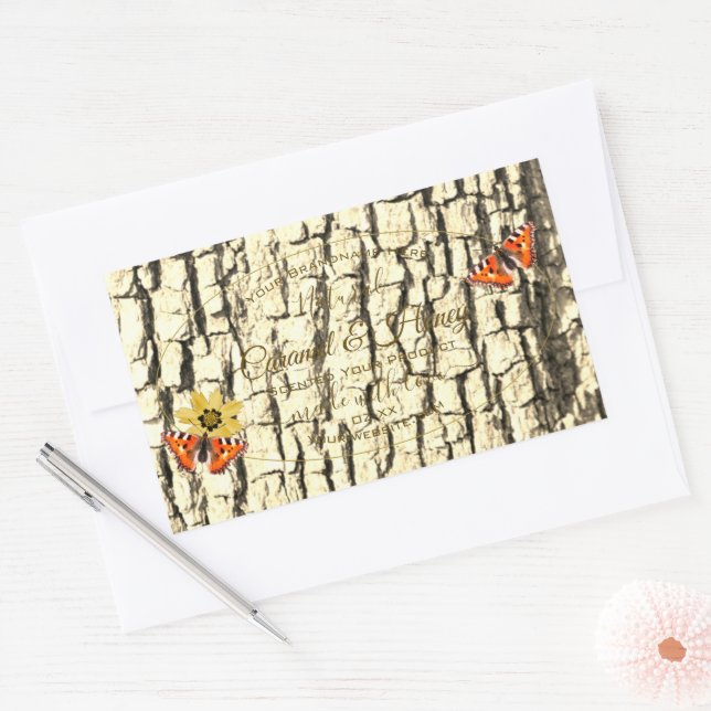 Etiketten für natürliche Braunholz-Körner-Baumrind Rechteckiger Aufkleber (Umschlag)