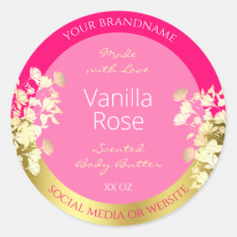 Etiketten für niedliche florale Produkte Rosa und Runder Aufkleber
