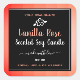 Etiketten für niedliche Rose, rosa und schwarze Pr Quadratischer Aufkleber