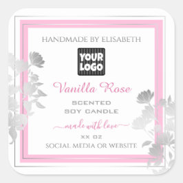 Etiketten für Produktverpackungen mit weißem Logo Quadratischer Aufkleber