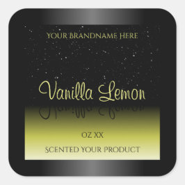 Etiketten für schwarz-gelbe Produktverpackungen We Quadratischer Aufkleber