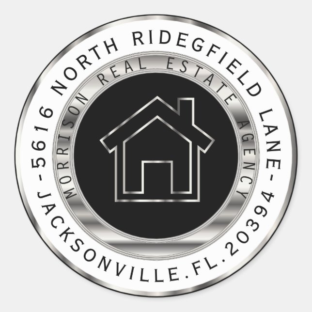 Etiketten für Schwarz- und Silbermetall Runder Aufkleber (Vorderseite)