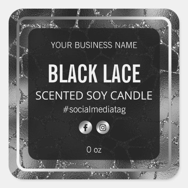 Etiketten für schwarze Giraffen Quadratischer Aufkleber (Vorderseite)