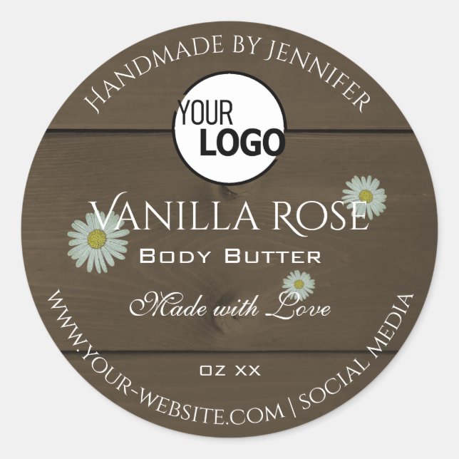Etiketten für Verpackungen von Holzkörnern Runder Aufkleber (Vorderseite)