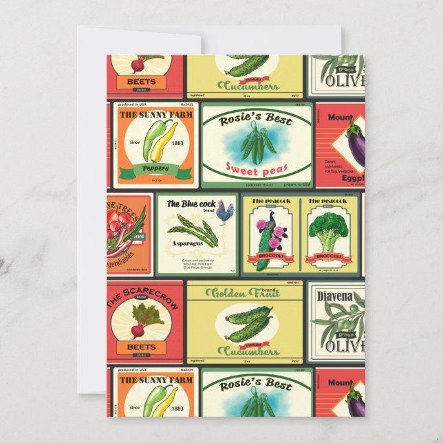 Etiketten für Vintage Konserven von Gemüse (Vorderseite)