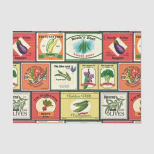 Etiketten für Vintage Konserven von Gemüse Seidenpapier
