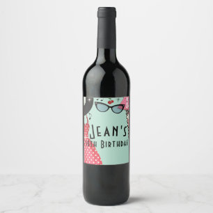 Etiketten für Weinflaschen zum Retro-Party-Outfit 