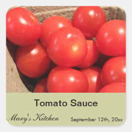 Etiketten für Zuhause hergestellte Tomatensauce Quadratischer Aufkleber