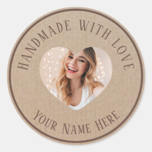 Etiketten handgefertigt mit Liebe individuelle Nam Runder Aufkleber
