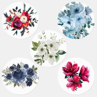 Etiketten - leuchtende Wasserfarbenblumen
