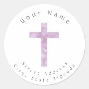 Etiketten mit Abstraktem Wasserfarbkreuz "Soft Plu Runder Aufkleber