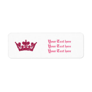 Etiketten mit rosa Glitter-Kronenprinzessin-Adress