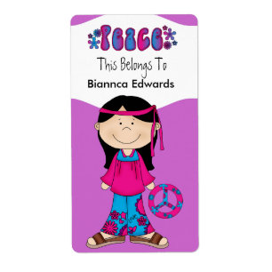 Etiketten Teens Kinder Retro Frieden Buch Platte B