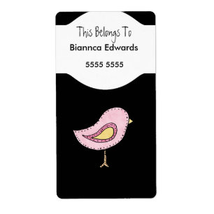 Etiketten Teens Kinder Rosa Vogel Buch Platte Bind