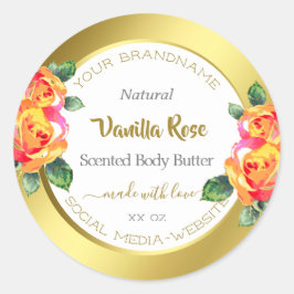 Etiketten von Gold- und Weißblumenerzeugnissen aus Runder Aufkleber