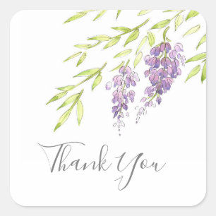 Etiketten "Wasserfarbe und Pen Wisteria" Quadratischer Aufkleber