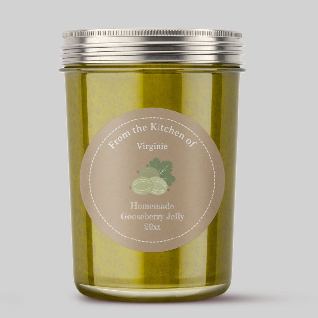 Etikettenaufkleber für Kraft und Rustikale Goosebe Runder Aufkleber (Kraft & Rustic Gooseberry Jelly Label Sticker)
