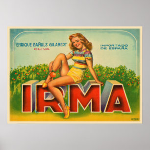 Etikettendruck aus Spanien mit Altem Olivenöl Poster