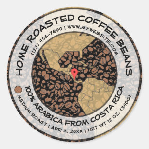 Etikettenvorlage für Kaffeebohnen Runder Aufkleber
