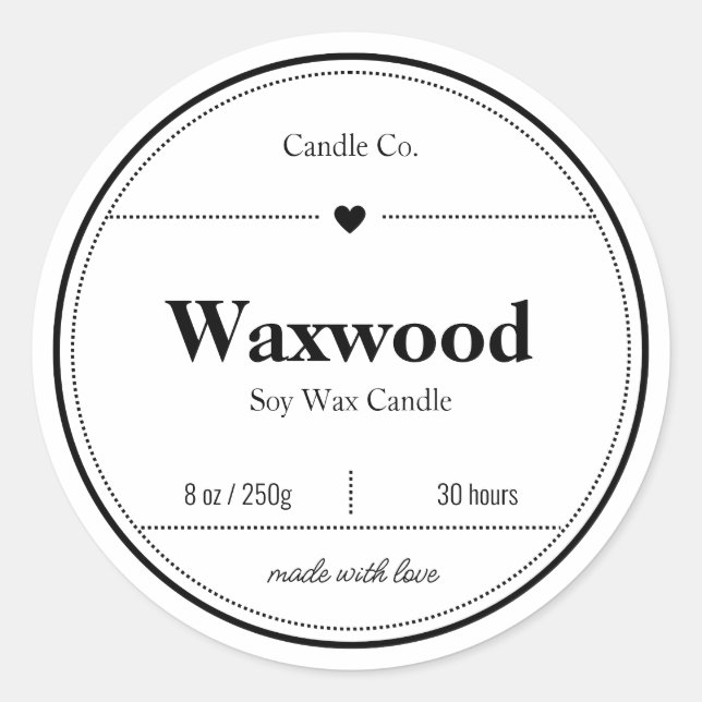 Etikettierung von Kerzen, Lebensmittelkennzeichnun Runder Aufkleber (Vorderseite)