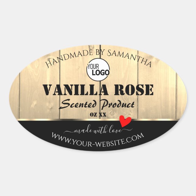 Etikettierungen für hellbraune Holzkarten mit Logo Ovaler Aufkleber (Vorderseite)