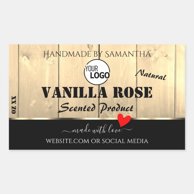 Etikettierungen für hellbraune Holzkarten mit Logo Rechteckiger Aufkleber (Vorderseite)