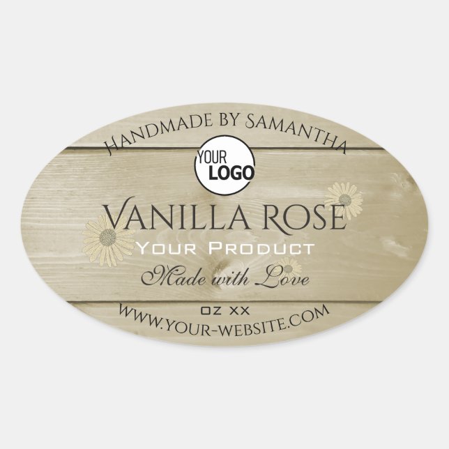 Etikettierungen und Logos für helle Holzkörner Ovaler Aufkleber (Vorderseite)