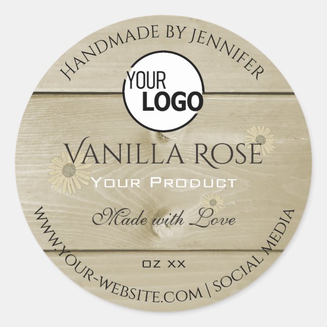 Etikettierungen und Logos für helle Holzkörner Runder Aufkleber (Vorderseite)