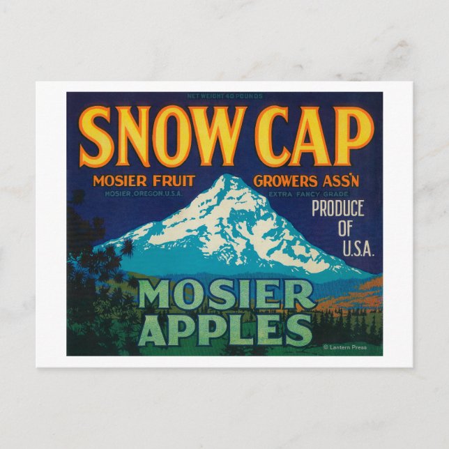 EtikettMosier für die Apple-Kiste Snow Cap oder Postkarte (Vorderseite)