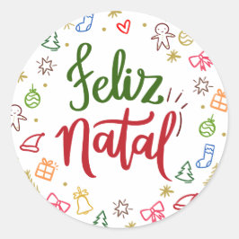 Etiqueta adesiva de Feliz Natal Runder Aufkleber