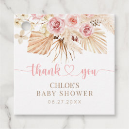 Etiqueta de Baby Shower del Boho Pampas rosa flora Geschenkanhänger