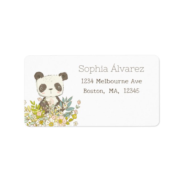 Etiqueta de remitente Baby Shower Panda Adressaufkleber (Vorne)