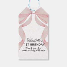 etiqueta para regalo Pink Bow 1st Birthday Geschenkanhänger